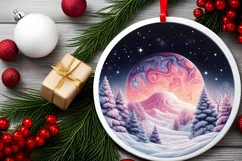 Pastel Candy Christmas Scene Round Ornament Sublimation PNG Product Image 2