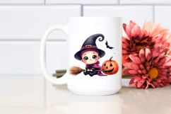 Funny Halloween Baby Broom Clipart Product Image 2