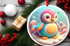Pastel Penguin Round Sticker Sublimation PNG Product Image 2