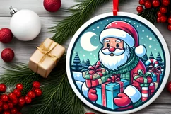 Round Christmas Ornament Sublimation|Clipart Product Image 2