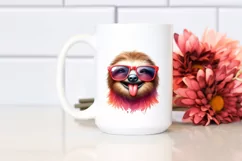 Funny Sloth Tongue Watercolor Clipart Product Image 2