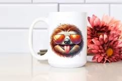 Funny Sloth Tongue Watercolor Clipart Product Image 2