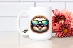 Funny Sloth Tongue Watercolor Clipart Product Image 2