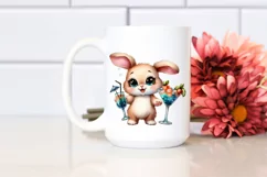 Expressive Baby Rabbit with Cocktails | Cute Clipart Product Image 2