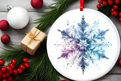 Snow Flake Christmas Round Cute Ornament Sublimation Product Image 1