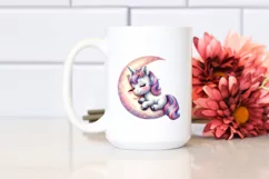 Baby Unicorn on Moon | Sublimation | Clipart Product Image 2