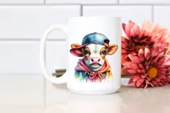 Colorful Baby Cow with Baseball Cap PNG Product Image 2