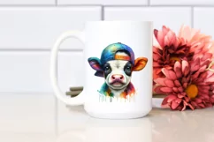 Colorful Baby Cow with Baseball Cap PNG Product Image 2