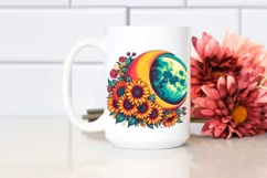Vibrant Half Moon with Sunflowers PNG Product Image 2