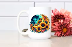 Vibrant Half Moon with Sunflowers PNG Product Image 2