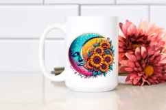 Vibrant Half Moon with Sunflowers PNG Product Image 2