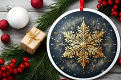 Snow Flake Christmas Round Cute Ornament Sublimation Product Image 1