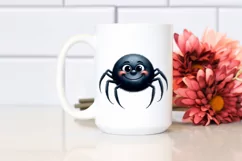 Funny Watercolor Halloween Spider Goofy Smile Clipart Product Image 2