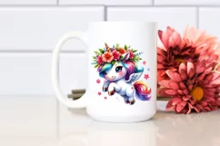 Cute Jumping Unicorn Clipart, Transparent PNG Product Image 2