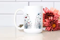 Centered Watercolor Wild Flowers Clipart Product Image 2