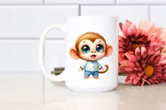 Cute Big Baby Monkey Watercolor | Clipart Product Image 2