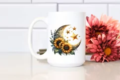 Vintage Half Moon with Sunflowers Clipart, Transparent PNG Product Image 2