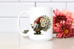 Small Gnome Carrying Large Daisy Bouquet | Clipart Product Image 2