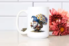 Small Gnome Carrying Large Daisy Bouquet | Clipart Product Image 2