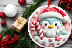 Round Christmas Ornament Sublimation|Clipart Product Image 1