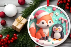 Round Christmas Ornament Sublimation|Clipart Product Image 1
