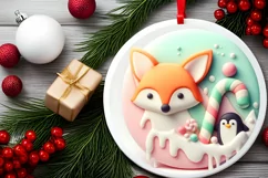 Round Christmas Ornament Sublimation|Clipart Product Image 1