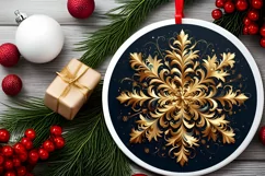 Snow Flake Christmas Round Cute Ornament Sublimation Product Image 1