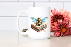 Watercolor Vibrant Bee Book Sublimation Clipart Product Image 2
