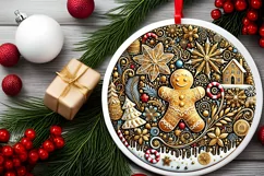 Round Christmas Ornament Sublimation|Clipart Product Image 1
