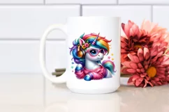 Cute Playing Unicorn Clipart, Transparent PNG Product Image 2