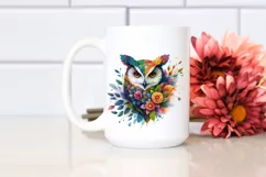 Abstract Vibrant Watercolor Owl PNG Product Image 2