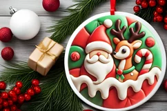 Round Christmas Ornament Sublimation|Clipart Product Image 1