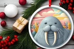 Round Christmas Ornament Sublimation|Clipart Product Image 2