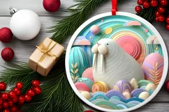 Round Christmas Ornament Sublimation|Clipart Product Image 2