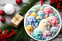 Round Christmas Ornament Sublimation|Clipart Product Image 2