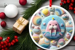Round Christmas Ornament Sublimation|Clipart Product Image 2