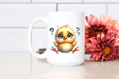 Watercolor Big Eyes Goofy Teeth Baby Chick Sitting Product Image 2
