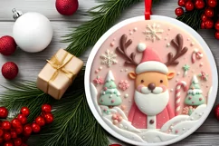 Round Christmas Ornament Sublimation|Clipart Product Image 1