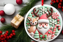Round Christmas Ornament Sublimation|Clipart Product Image 1