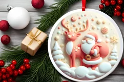 Round Christmas Ornament Sublimation|Clipart Product Image 1