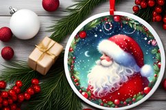 Santa Watercolor Round Ornament Sublimation PNG Product Image 2