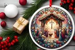 Round Christmas Ornament Sublimation|Clipart Product Image 2