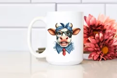 Cow Cow Portrait with Fancy es | Summer Clipart Product Image 2