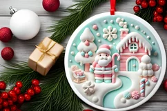 Round Christmas Ornament Sublimation|Clipart Product Image 1
