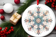 Snow Flake Christmas Round Cute Ornament Sublimation Product Image 1