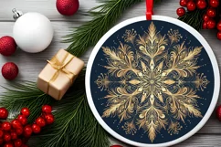 Snow Flake Christmas Round Cute Ornament Sublimation Product Image 1