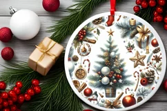 Round Christmas Ornament Sublimation|Clipart Product Image 2