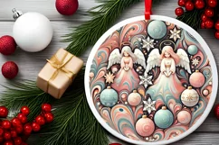 Round Christmas Ornament Sublimation|Clipart Product Image 1