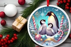 Round Christmas Ornament Sublimation|Clipart Product Image 1
