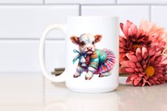 Colorful Watercolor Image of Baby Highland Cow with Minuet Product Image 2